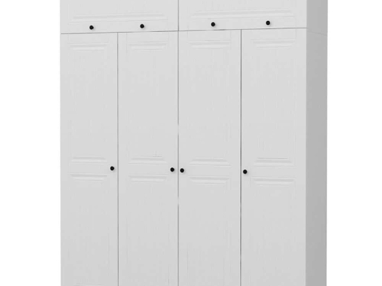 Ντουλάπα Τετράφυλλη Με Πατάρι Kale 506MNR2674 180x52x255cm White Τετράφυλλη