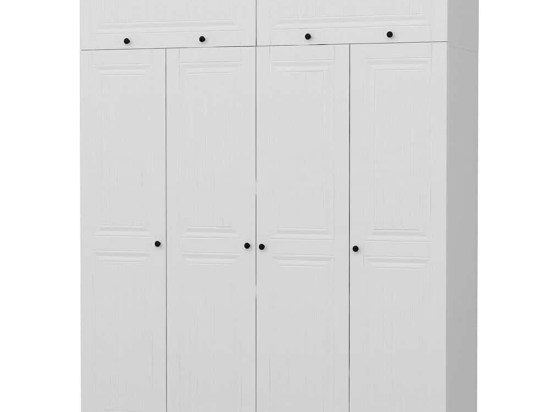 Ντουλάπα Τετράφυλλη Με Πατάρι Kale 506MNR2680 180x52x255cm White Τετράφυλλη