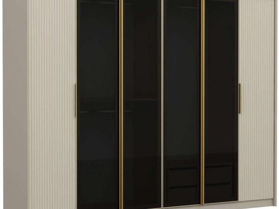 Ντουλάπα Εξάφυλλη Luxe 506MNR2764 273,6x52x210cm Multi-White Εξάφυλλη
