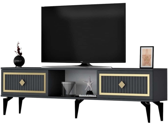 Έπιπλο Τηλεόρασης Nil 475OLV2637 150x29,6x44,6cm Anthracite-Gold