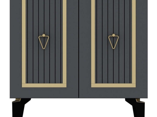 Μπουφές Capri 475OLV1758 75x40x79cm Anthracite-Gold Μοριοσανίδα, Μελαμίνη