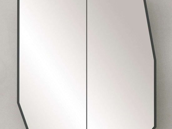 Καθρέπτης Μπάνιου Με Ντουλάπι Quartz 552NOS1219 60x12x70cm Black Mdf,Γυαλί