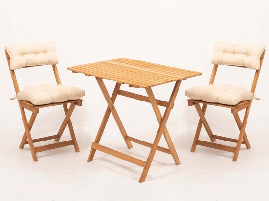 Τραπεζαρία Κήπου (Σετ 3Τμχ) 644MYD1151 80x60x72cm Natural-Cream 2 Θέσεων