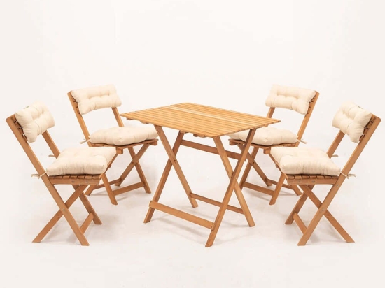 Τραπεζαρία Κήπου (Σετ 5Τμχ) 644MYD1152 80x60x72cm Natural-Cream 4 Θέσεων