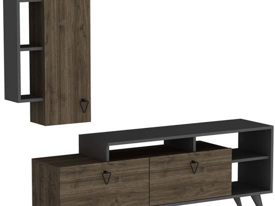 Σύνθεση Τηλεόρασης Clara 505CRL1923 175,2x35x58,6cm Walnut-Anthracite