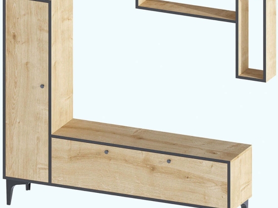 Σύνθεση Τηλεόρασης Pera 393MRD1252 118x32x49cm Oak-Black