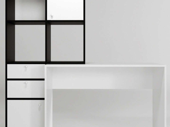 Γραφείο Cannes 285LCV1212 164x55x160cm White-Black