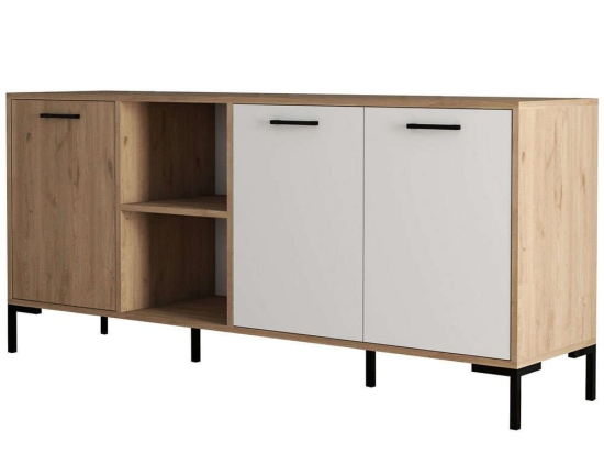 Μπουφές Aurora 389MZA2203 180x45x80cm Oak-White Μελαμίνη,Μέταλλο