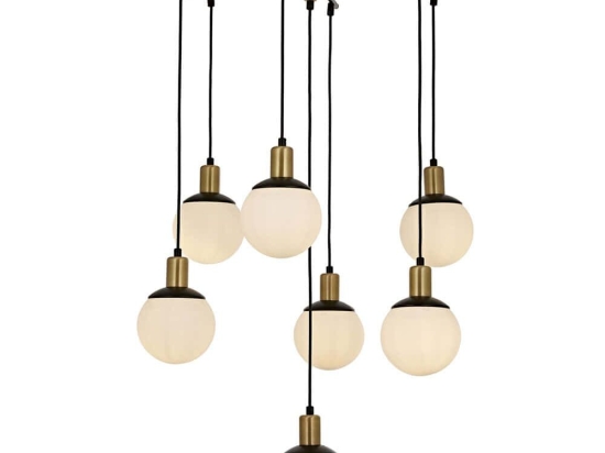 Φωτιστικό Οροφής 301AUR1238 Φ70x110cm 7xE27 40W Black-White Opviq