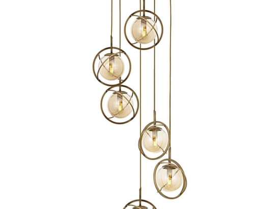 Φωτιστικό Οροφής 301AUR1254 Φ40x140cm 6xE14 40W Gold Opviq
