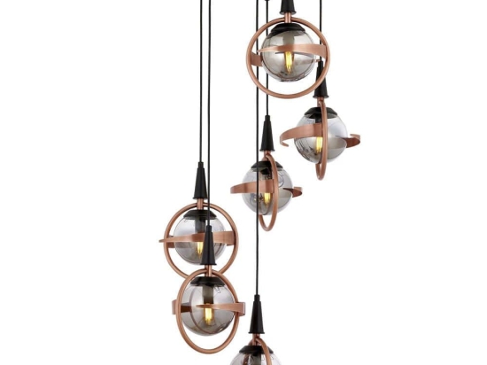 Φωτιστικό Οροφής 301AUR1345 Φ40x100cm 6xE14 40W Black-Bronze Opviq