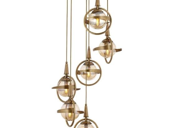Φωτιστικό Οροφής 301AUR1348 Φ40x100cm 6xE14 40W Gold Opviq