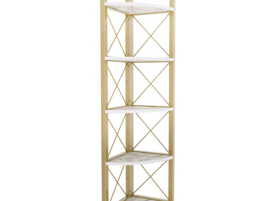 Ραφιέρα Δαπέδου Γωνιακή Remo 322RTC1108 30,5x33x160cm Marble Effect White-Gold