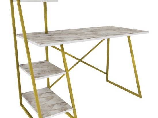 Γραφείο Admira 322RTC1310 120x60x120cm Marble Effect White-Gold