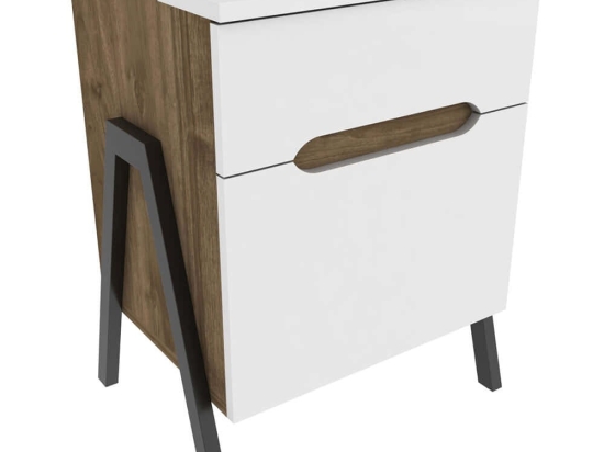 Κομοδίνο Neva 322RTC1603 45x38x63,5cm Walnut-White