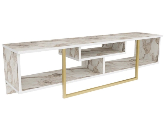 Έπιπλο Τηλεόρασης Asal 150 322RTC2111 150x35,2x40cm Marble Effect White-Gold