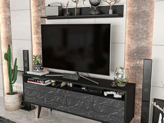 Σύνθεση Τηλεόρασης Ola 322RTC2451 160x35x64,5cm Marble Effect Black