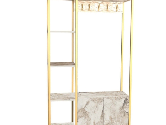 Έπιπλο Εισόδου Doga 322RTC1801 90x35x175cm Marble Effect White Μοριοσανίδα, Μελαμίνη