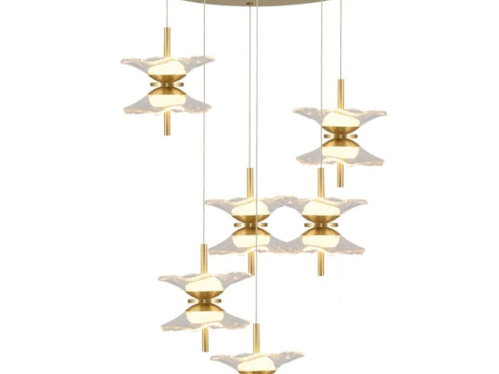 Φωτιστικό Οροφής 414LRC1360 Φ55x120cm 12xLed 6000lm 5W 3000K Gold Opviq