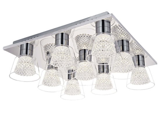 Φωτιστικό Οροφής - Πλαφονιέρα 414LRC1885 45x45x14cm 9xLed 2830lm 3W 4000K Chrome Opviq