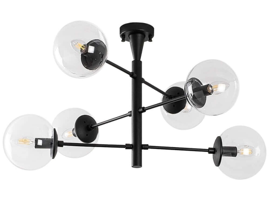 Φωτιστικό Οροφής - Πλαφονιέρα Arge 942FLG2508 75x75x40cm 6xE14 40W Black-Clear Opviq