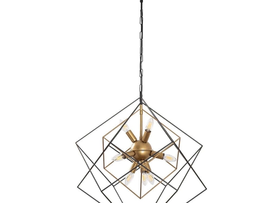 Φωτιστικό Οροφής Till 942FLG2516 62x62x125cm 9xE14 40W Black-Gold Opviq