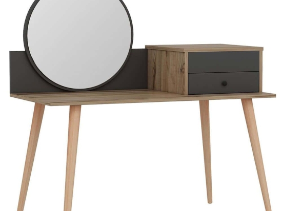 Τουαλέτα Με Καθρέπτη Angel 382NRC1901 120x60x96cm Anthracite-Walnut