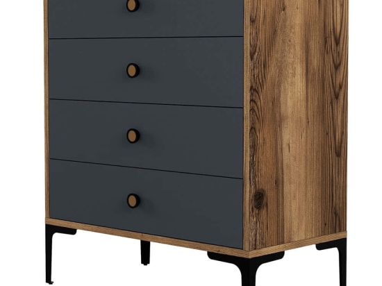 Συρταριέρα Lizbon 845HCT1201 76x40x90,7cm Walnut-Anthracite