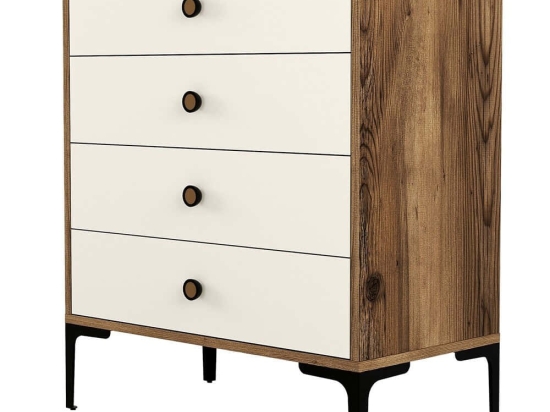 Συρταριέρα Lizbon 845HCT1205 76x40x90,7cm Walnut-Cream