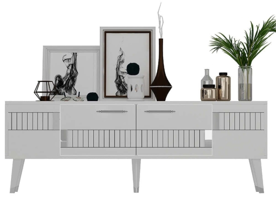 Έπιπλο Τηλεόρασης Moda 475OLV1434 150x35x53,2cm White-Silver