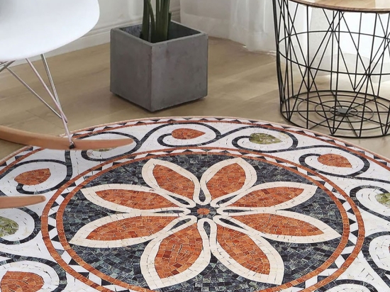 Χαλί Woopamuk486 599HFT4966 White-Orange Conceptum Hypnose 90X90cm Round