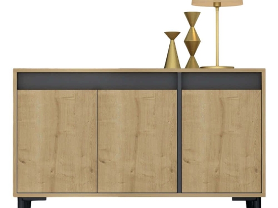 Μπουφές Asude 475OLV1723 120x40x75cm Oak-Anthracite Μοριοσανίδα, Μελαμίνη