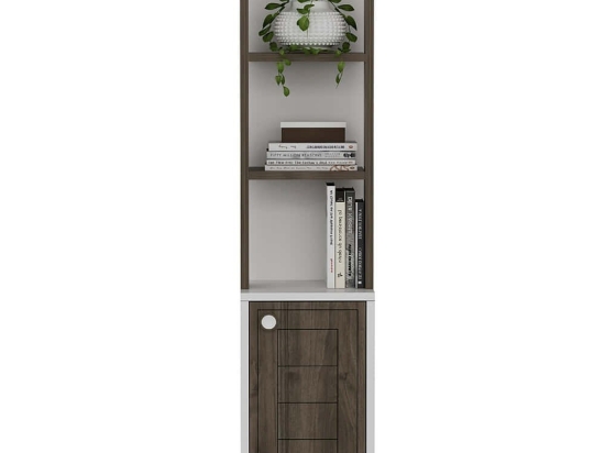 Βιβλιοθήκη Anka 475OLV2114 29,6x21,6x134,6cm White-Walnut