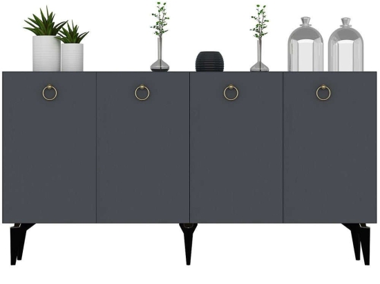 Μπουφές Drop 475OLV1730 150x40x79cm Anthracite Μοριοσανίδα, Μελαμίνη