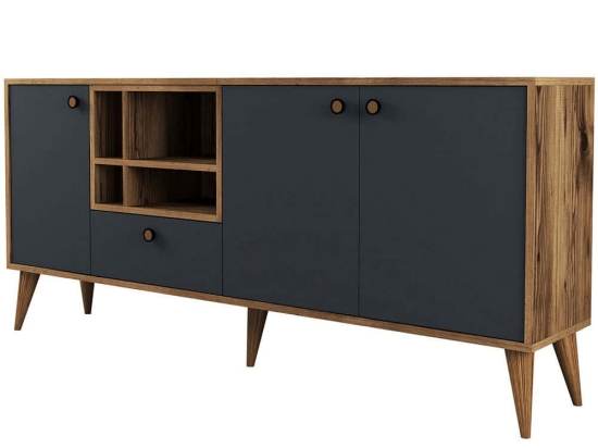 Μπουφές Napoli 845HCT5338 180x35x81cm Anthracite Πλαστικό,Μοριοσανίδα