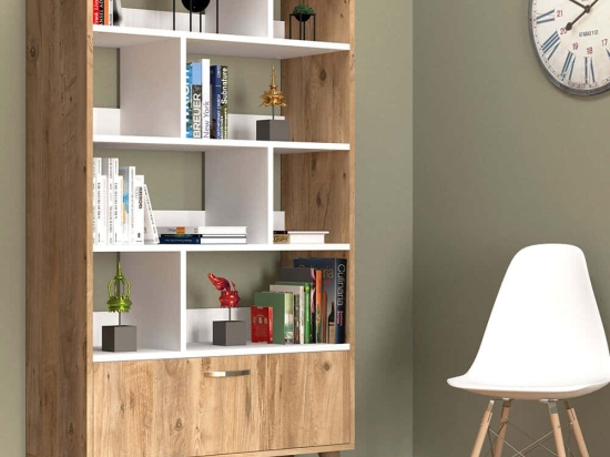 Βιβλιοθήκη 616TNM1305 90x35,5x158,6cm Pine-White
