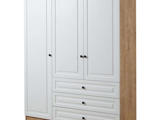 Ντουλάπα Τρίφυλλη Tuvalle 230TVL1201 190x52x150cm Oak-White Τρίφυλλη