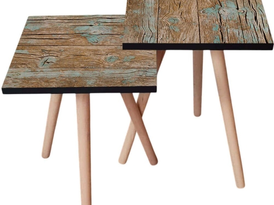 Τραπεζάκια Βοηθητικά (Σετ 2Τμχ) 481LNA2341 35x35x47/42cm Brown-Blue