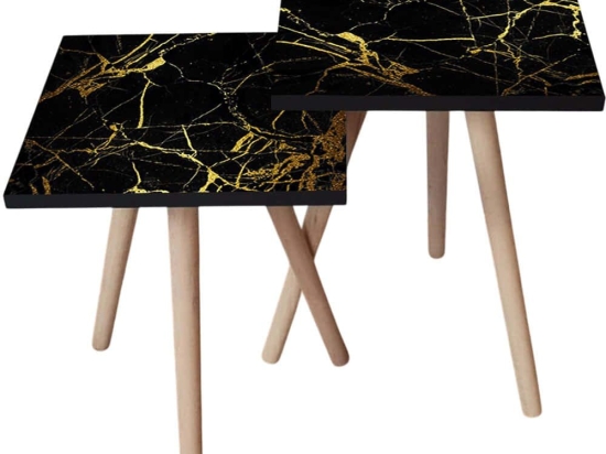 Τραπεζάκια Βοηθητικά (Σετ 2Τμχ) 481LNA2408 35x35x47/42cm Black-Gold