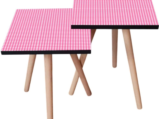 Τραπεζάκια Βοηθητικά (Σετ 2Τμχ) 481LNA2471 35x35x47/42cm Pink-White