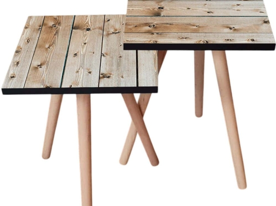 Τραπεζάκια Βοηθητικά (Σετ 2Τμχ) 481LNA2590 35x35x47/42cm Natural