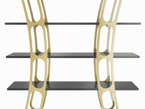 Βιβλιοθήκη Adar 875ZNA4505 120x25x120cm Black-Gold