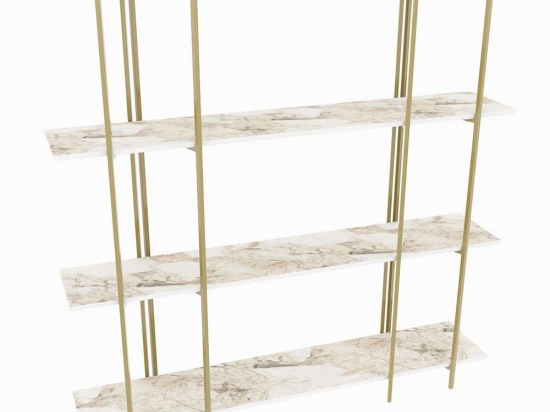 Βιβλιοθήκη Moss 875ZNA4549 160x29,6x180cm Marble Effect White-Gold