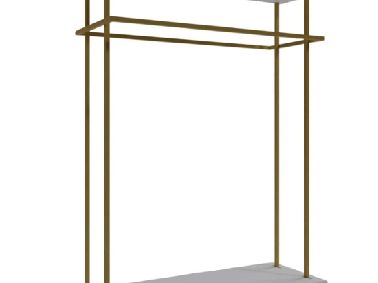 Κρεμάστρα Δαπέδου Wuppertal 285LCV1295 100x40x170cm Gold-White Μοριοσανίδα, Μέταλλο