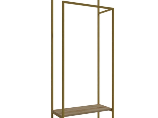Κρεμάστρα Δαπέδου Koblenz 285LCV1298 80x35x170cm Gold-Walnut Μοριοσανίδα, Μέταλλο