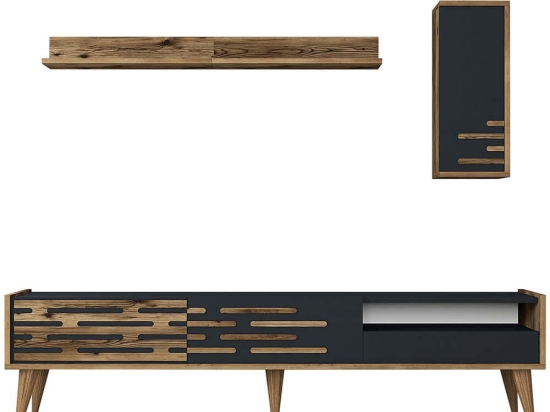 Σύνθεση Τηλεόρασης Valensiya 845HCT5342 180x35x45cm Walnut-Anthracite