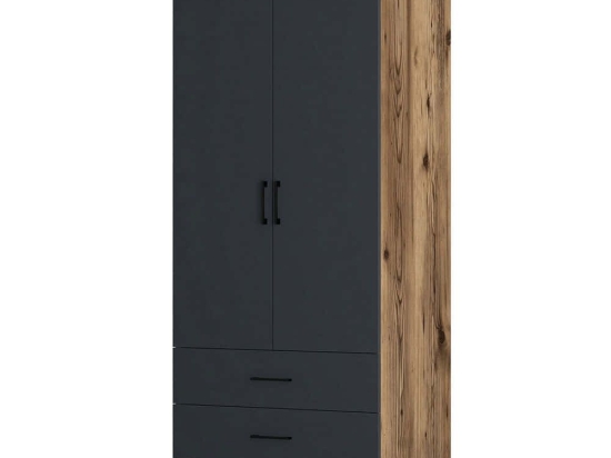 Ντουλάπα Δίφυλλη Kumsal 845HCT5414 80x47,5x201,4cm Walnut-Anthracite Δίφυλλη