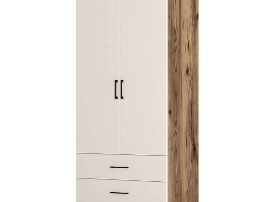 Ντουλάπα Δίφυλλη Kumsal 845HCT5416 80x47,5x201,4cm Walnut-Cream Δίφυλλη
