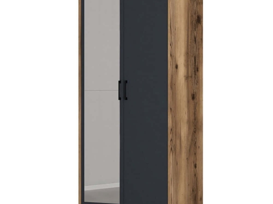 Ντουλάπα Δίφυλλη Kumsal 845HCT5429 80x47,5x201,4cm Walnut-Anthracite Δίφυλλη