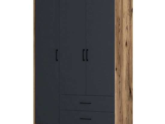 Ντουλάπα Τρίφυλλη Kumsal 845HCT5459 120x47,5x201,4cm Walnut-Anthracite Τρίφυλλη